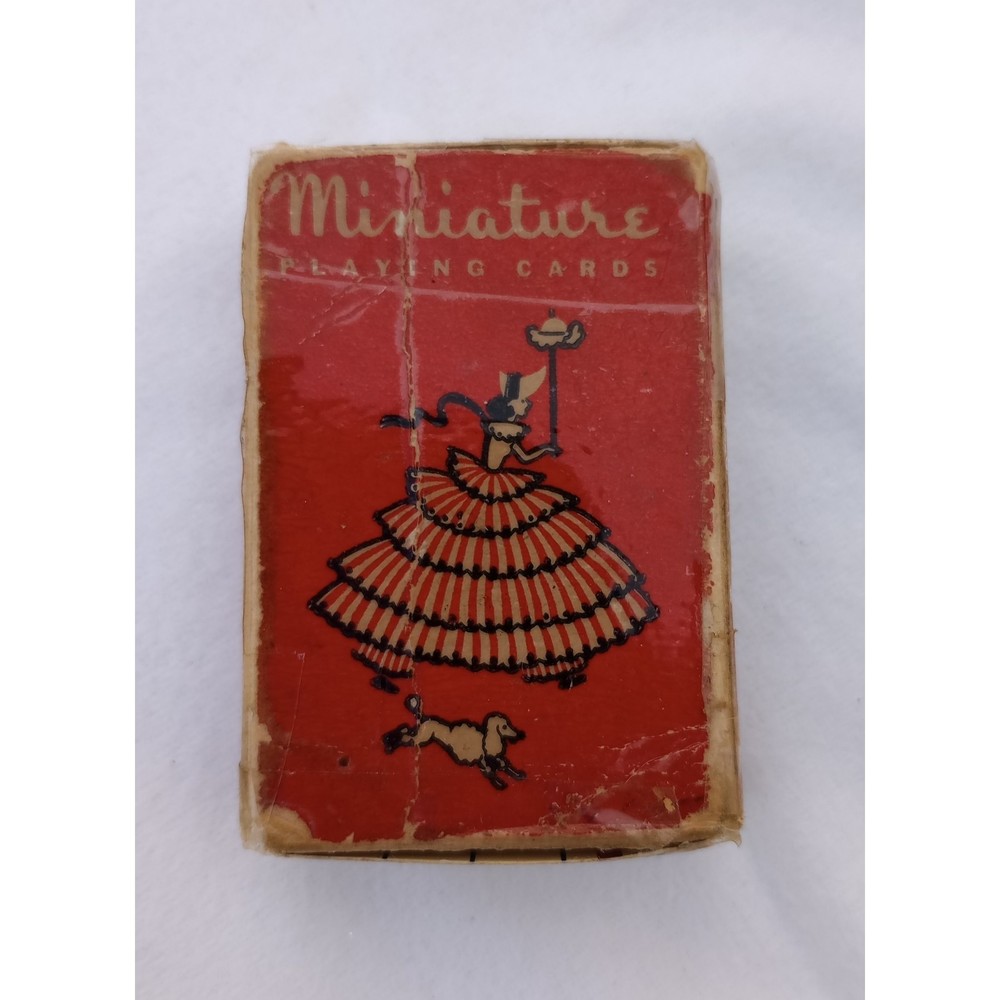 Vintage Mini Playing Cards Dancing Lady Parasol with Poodle - 1930s